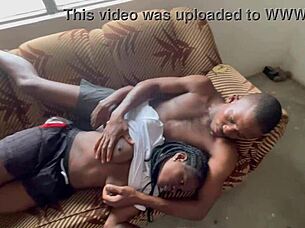 Cozy night turns hot with girlfriend's big tits and ass worship