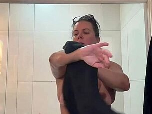 Chubby brazilian bbw showers nude for horny follower fan