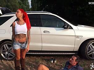 Cum-soaked roadside helper fucks deep inside me