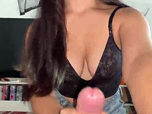 halloween witch debora prado jerks huge cock pov with big natural tits