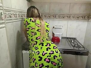 damn this muscular latina milf takes full hardcore anal on red sheer