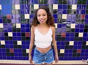 Beautiful Petite Ebony Teen Cecilia Lion Rides Cock Cowgirl After Interview Casting!