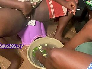 hey watch this naughty couple spread juicy pussy while doing nails homemade fun
