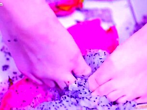 i crush juicy fruit with bare toes