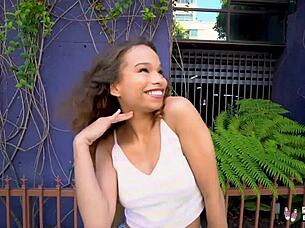 Beautiful Petite Ebony Teen Cecilia Lion Rides Cock Cowgirl After Interview Casting!