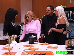 halloween group orgy with young toys and fucking