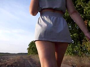Outdoor skirt flashing hidden cam upskirt ass tease