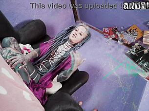 wanna see this tattooed slut rip clothes for anal toys?