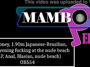 Ob honey's 90m Japanese-Brazilian nude beach romp with DAP anal in early evening 3on1