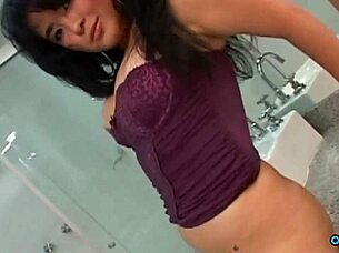 Thick Asian hottie drilled deep by BBC in bathroom