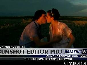 Teen babe rides cowgirl outdoors with cumshot finish