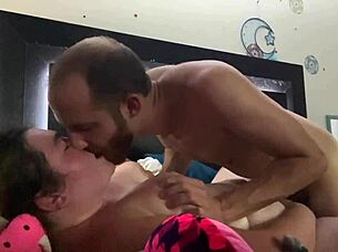 sucking her huge natural bbw tits