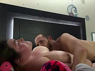 sucking her huge natural bbw tits