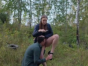 random guy in social experiment licks my pussy outdoors for real reactions