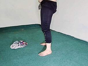 big ass indian maid cleans in see-through black pajamas hindi audio