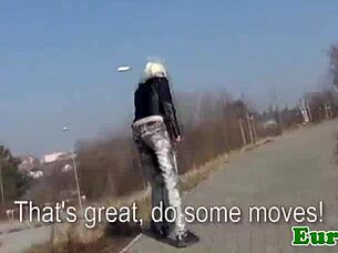 Pierced Euro Skater Sucks Cock Outdoors