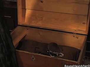 Bound Lesbian Slave Collared and Chained for Orgasmic Torment!