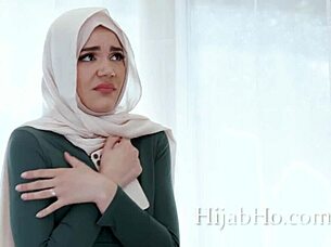 handyman shows hijab virgin teen how to suck cock right