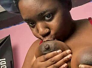 girl explores saggy natural tits in intimate self love session