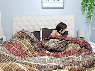 Stepmom catches him watching porn in shared bed and helps drain his huge load roughly