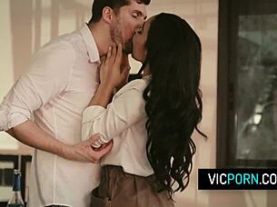 We're so horny deepthroating and rough fucking in the kitchen babe