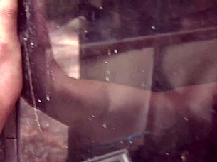 wild brunette milf threesome deepthroats and rides in forest creampie chaos