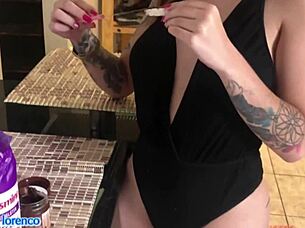 brazilian redhead safada gets pussy creampied after sheer tease lunch