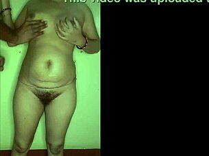 Horny wife strips nude for lover's passionate play