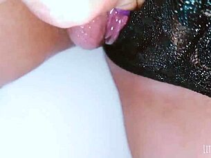 Naughty latina babe fingers shaved wet pussy in public restroom voyeur cam