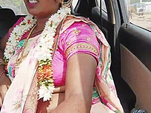 indian sexy saree babe heats up car romance with telugu dirty talk 😘🔥🚗