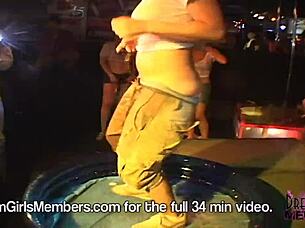 bored housewives flash wet t-shirts at wild bar contest