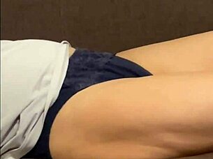 japanese wife sofa lick boobs pussy underwear tease