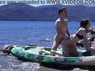 horny teen couple caught screaming public beach sex huge cumshot