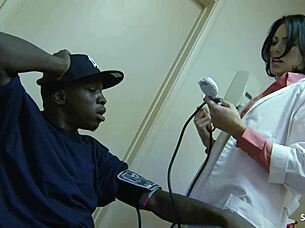 Blue eyes cougar doctor milf seduces patient big black cock hospital fuck