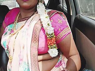 indian sexy saree babe heats up car romance with telugu dirty talk 😘🔥🚗