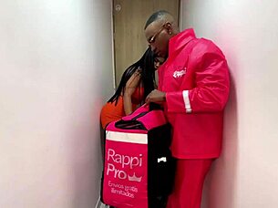 horny latina with big ass pays delivery guy with rough fuck