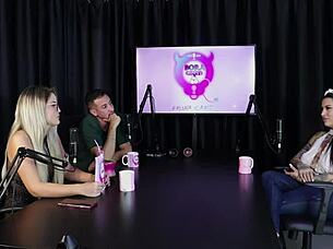 Lexi Mallet loves sloppy blowjob reverse gangbang in sheer red