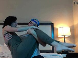 Hot petite tattooed babe makes out passionately now