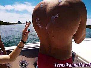 horny teens get wildly fucked on luxury yacht party