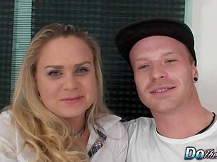 Blonde Wife Barra Brass Anally Creampied By Interracial Bull Next To Cuckold Husband