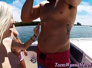 horny teens get wildly fucked on luxury yacht party