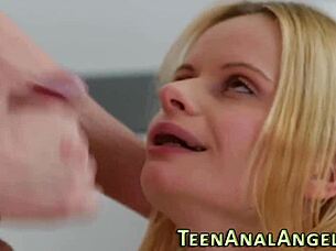 european blonde teen assfucked to facial cumshot