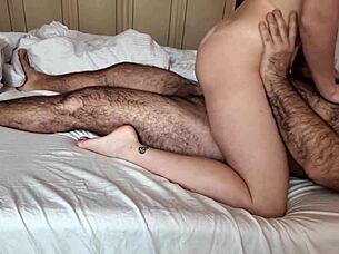 Big hairy guy pounds me hard in bedroom