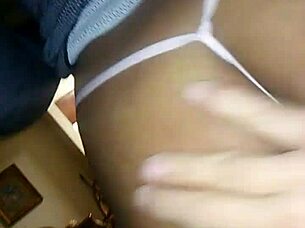 Latina flaunts perfect big ass in pink thong