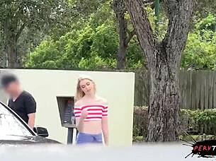 stranded teen slammed by monster cock in car