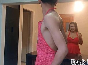 caught spying on huge tits blonde, she punishes with big ass!