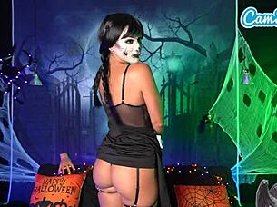 Horny Wednesday Addams Quivers in Dildo Orgasm Halloween Cosplay