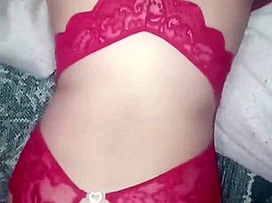 red lingerie overflowing with hot cum in sexy group swingers fun 😘💦