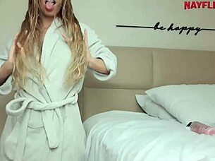 Brazilian Blonde Applies Post-Bath Cream Intriguingly