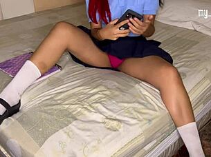 Girlfriend's Friend Sucks Cock In Homemade Dress